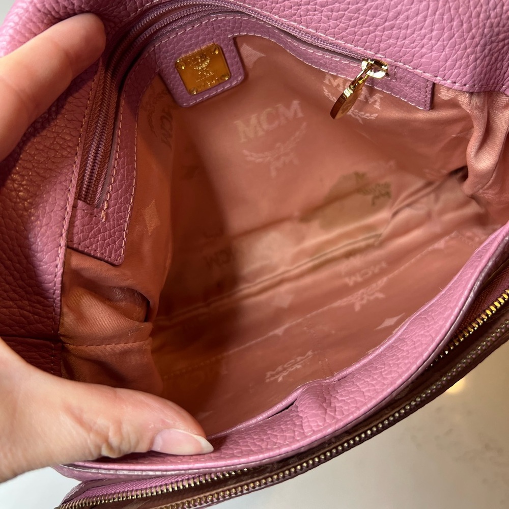 MCM Rose Pink Leather Gold Chain Link Shoulder Bag - Picture 7 of 8